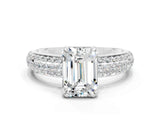White gold Emerald Cut Cut Diamond Milgrain Marquise Band with Prong Setting