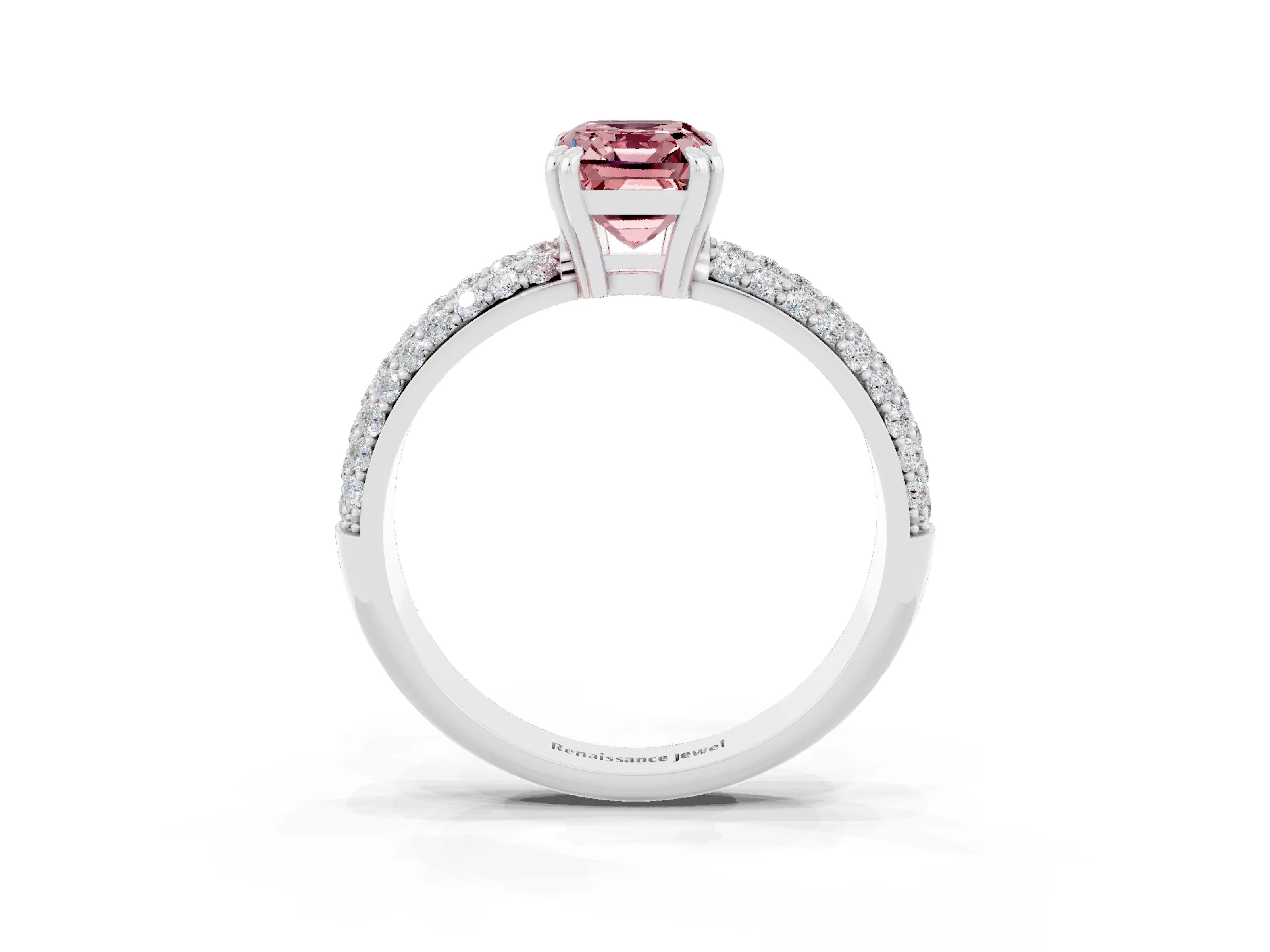 White gold Emerald Cut Cut Diamond Milgrain Marquise Band with Prong Setting_3