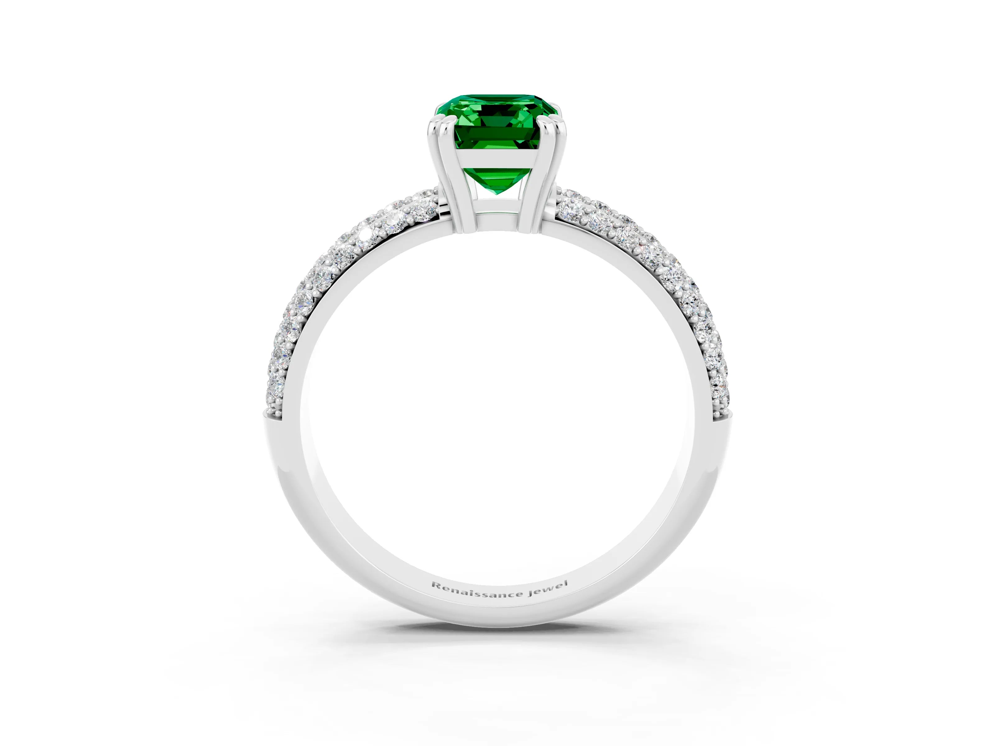 White gold Emerald Cut Cut Diamond Milgrain Marquise Band with Prong Setting_3