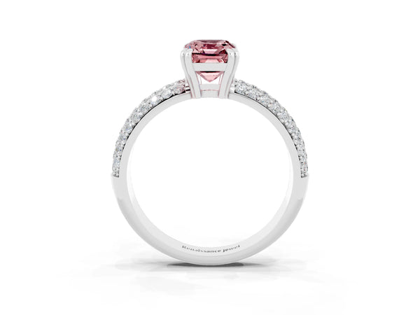 Platinum Emerald Cut Cut Diamond Milgrain Marquise Band with Prong Setting