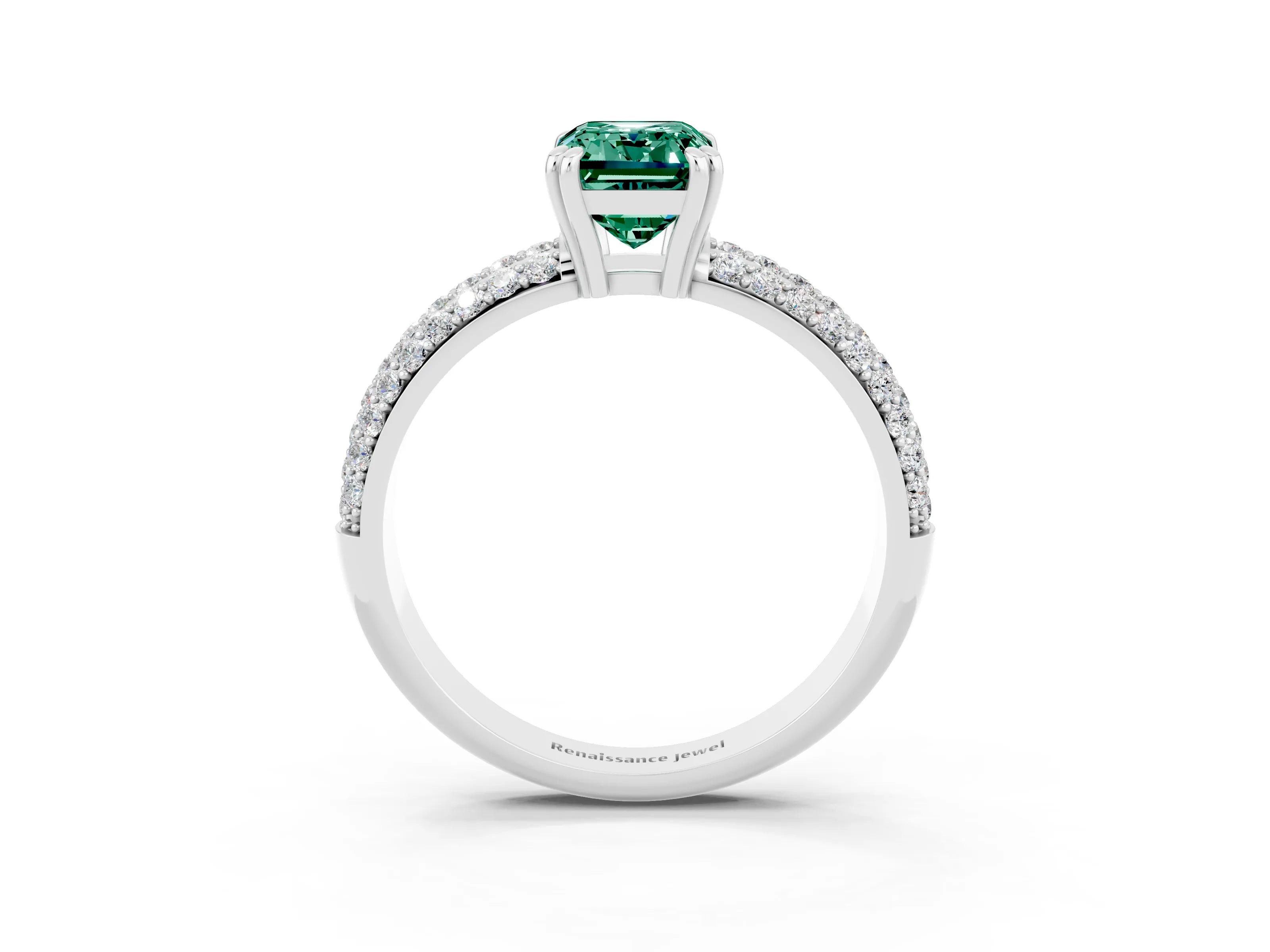 White gold Emerald Cut Cut Diamond Milgrain Marquise Band with Prong Setting_3