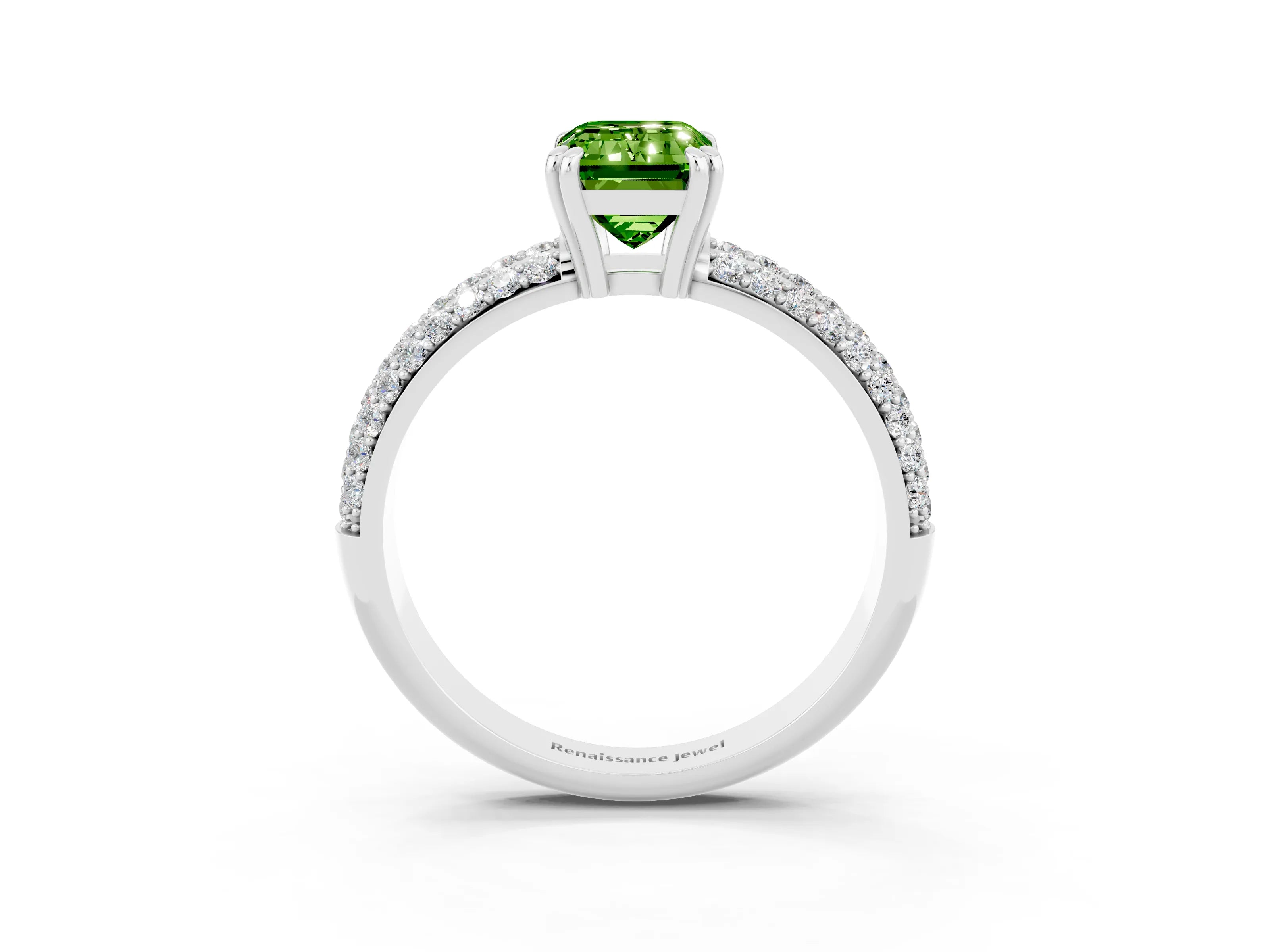 White gold Emerald Cut Cut Diamond Milgrain Marquise Band with Prong Setting_3