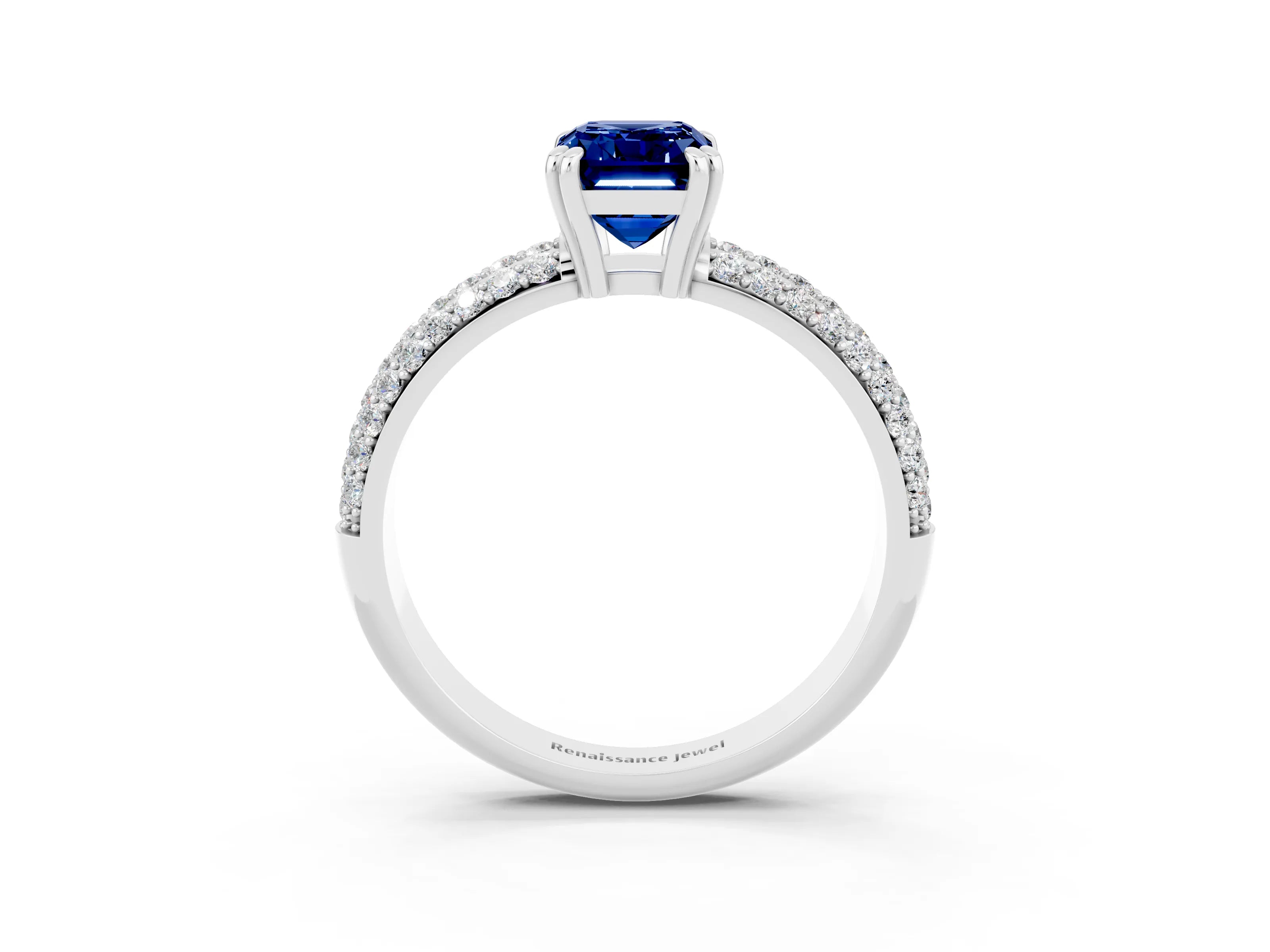 White gold Emerald Cut Cut Diamond Milgrain Marquise Band with Prong Setting_3