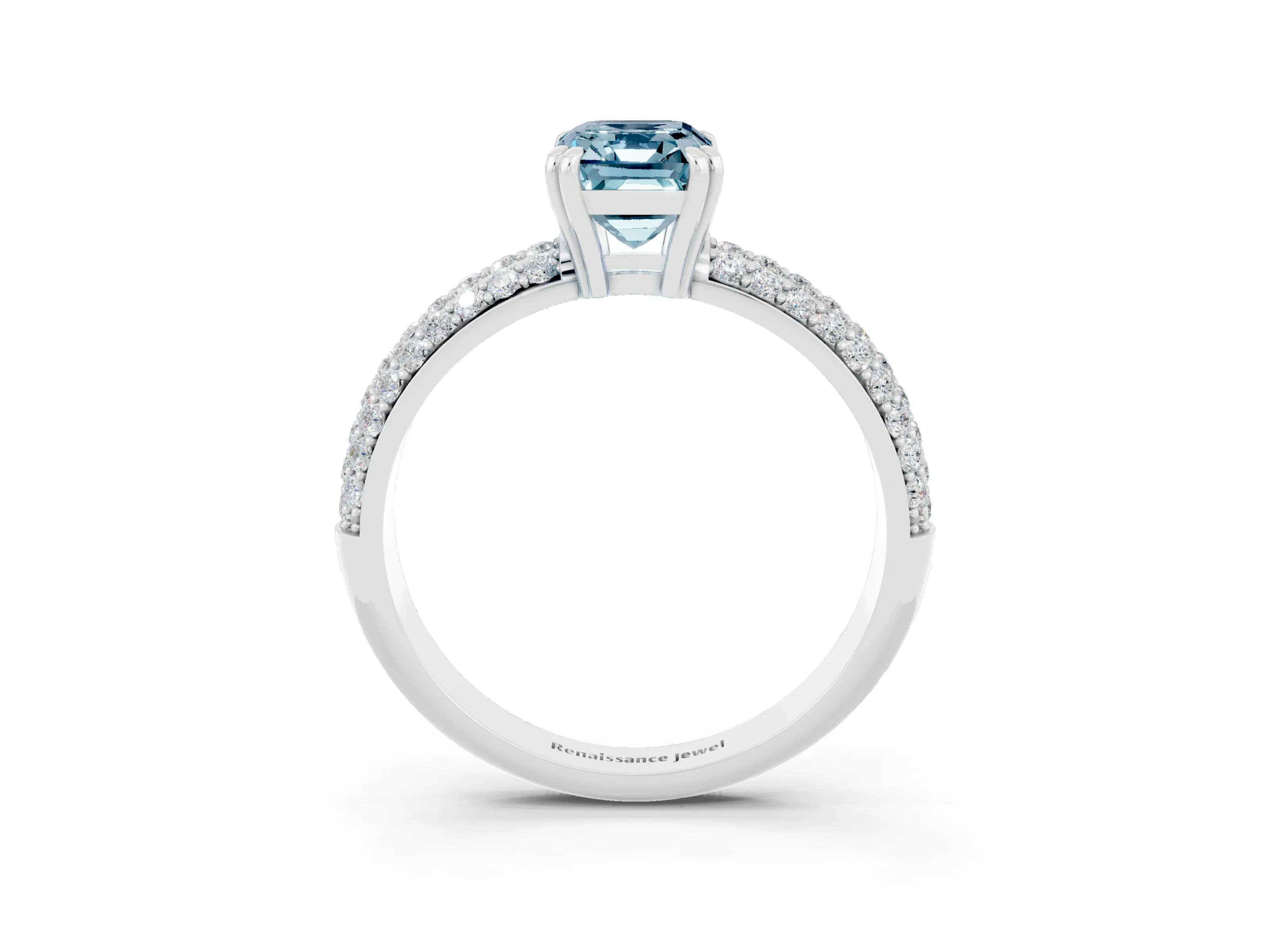 White gold Emerald Cut Cut Diamond Milgrain Marquise Band with Prong Setting_3