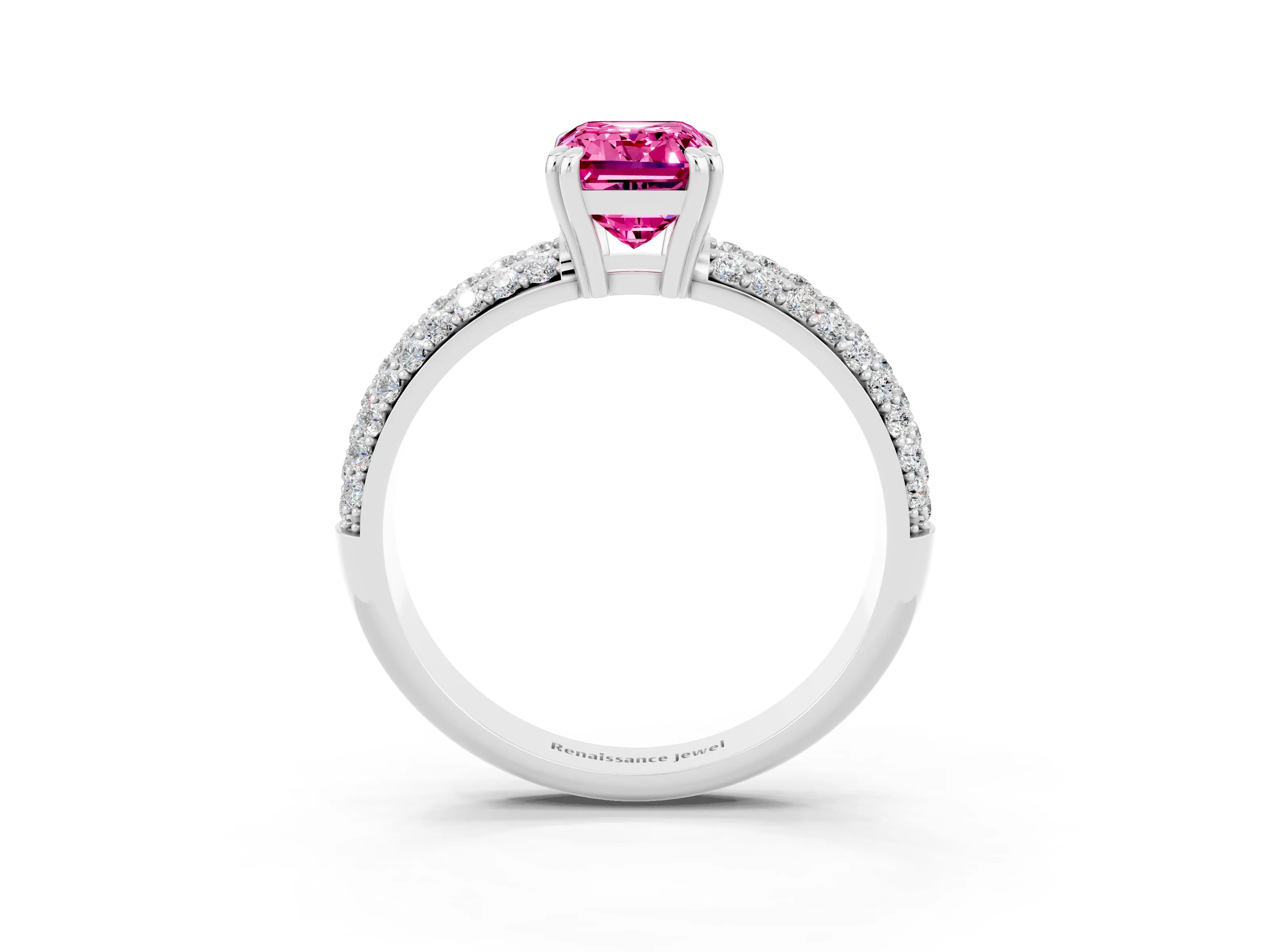 White gold Emerald Cut Cut Diamond Milgrain Marquise Band with Prong Setting_3