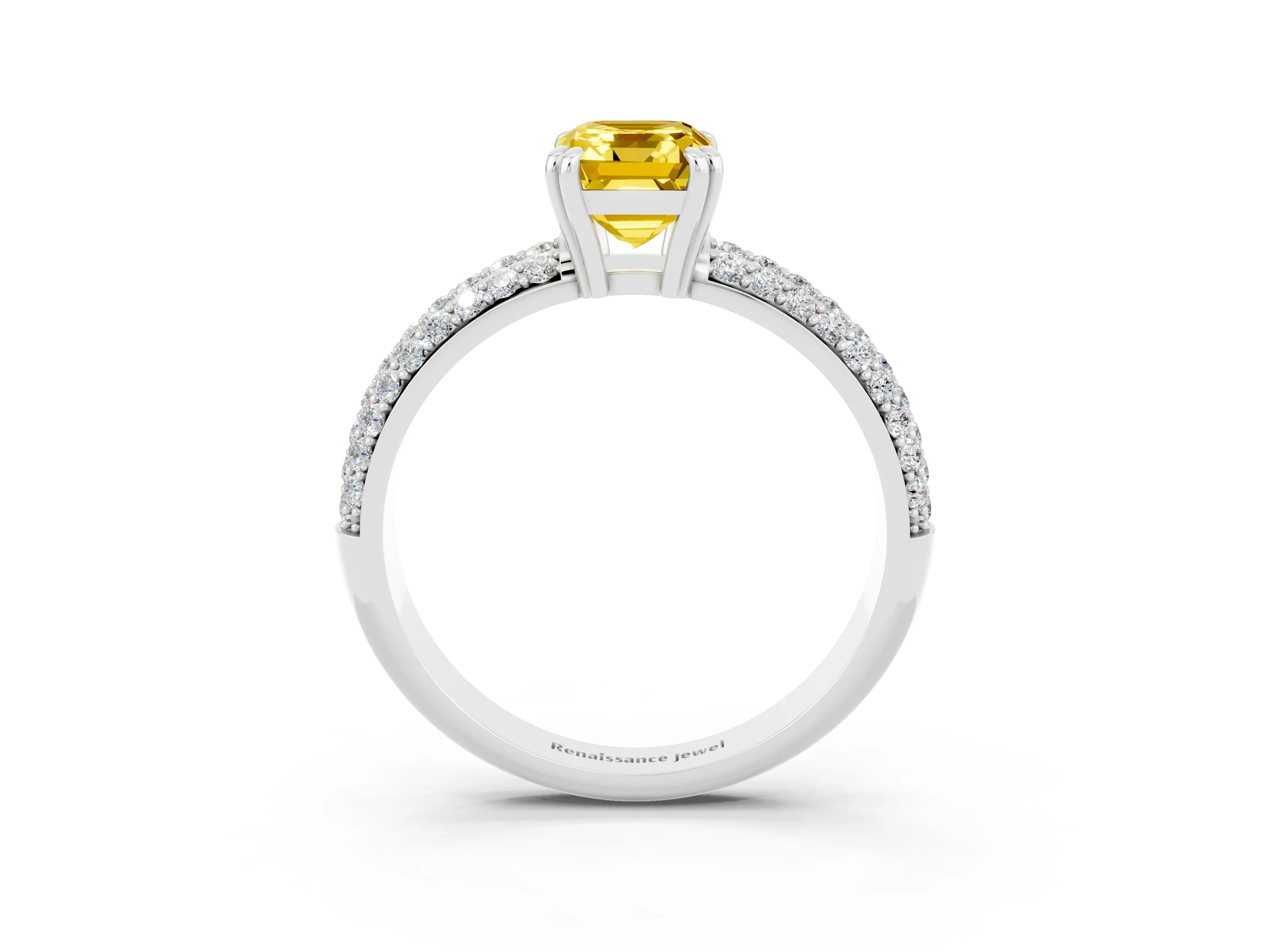 White gold Emerald Cut Cut Diamond Milgrain Marquise Band with Prong Setting_3