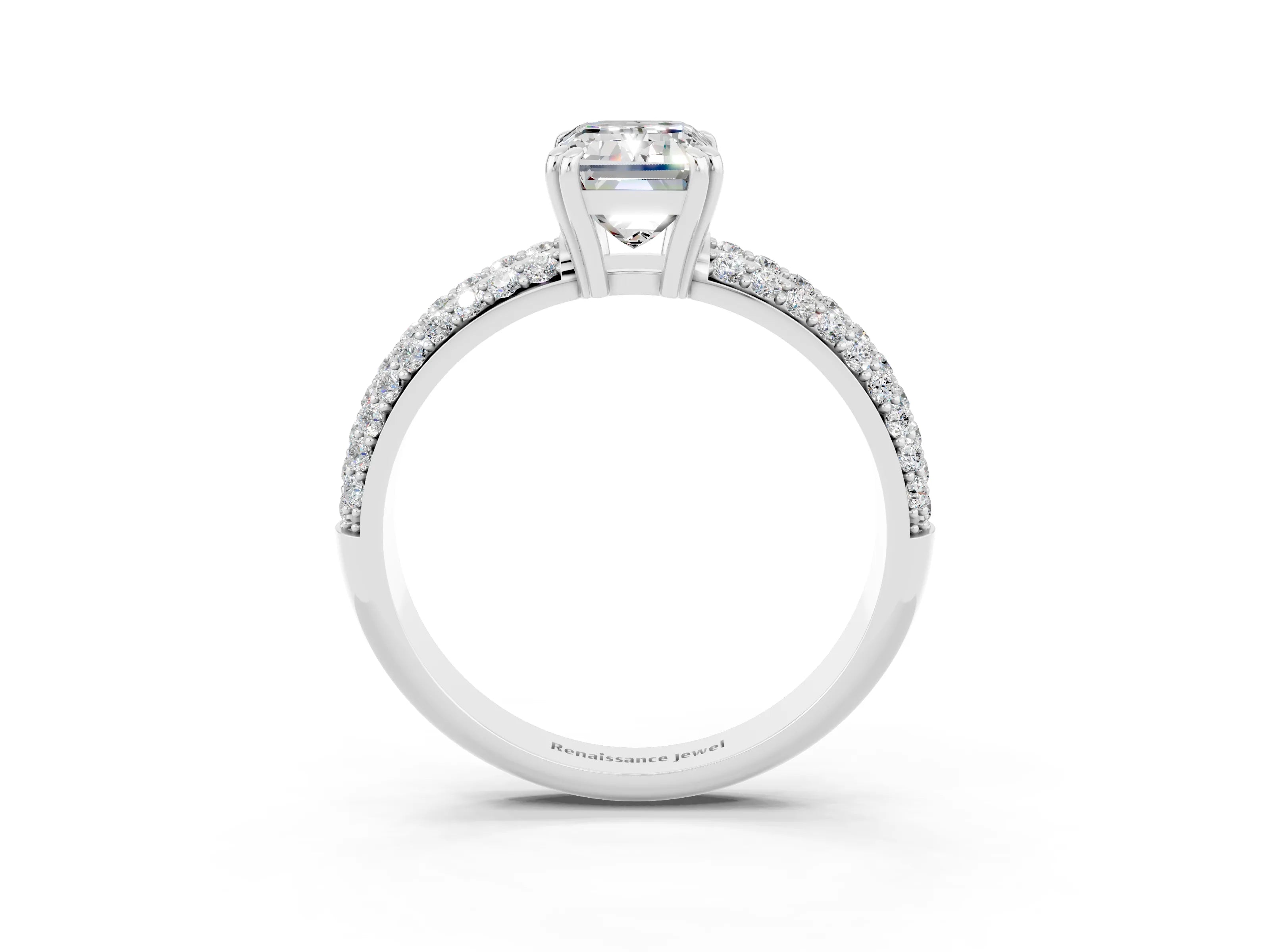 White gold Emerald Cut Cut Diamond Milgrain Marquise Band with Prong Setting_3
