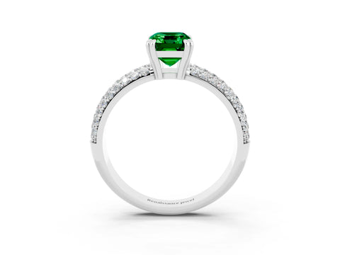 White gold Emerald Cut Cut Diamond Milgrain Marquise Band with Prong Setting_3