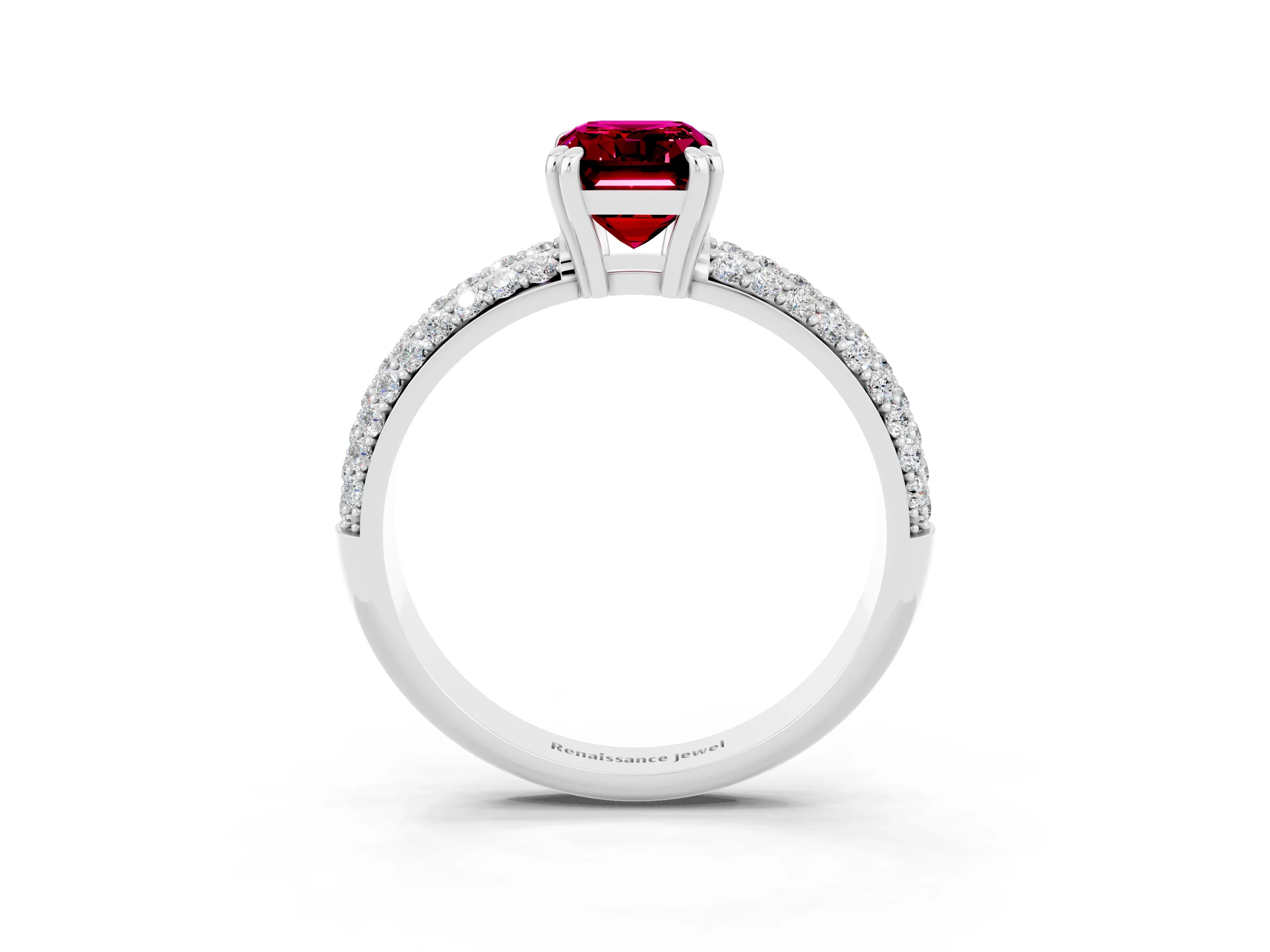 White gold Emerald Cut Cut Diamond Milgrain Marquise Band with Prong Setting_3