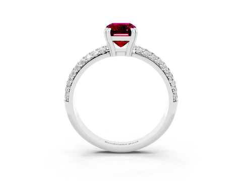 White gold Emerald Cut Cut Diamond Milgrain Marquise Band with Prong Setting_3
