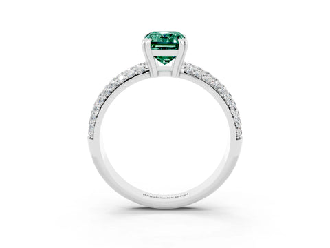 White gold Emerald Cut Cut Diamond Milgrain Marquise Band with Prong Setting_3