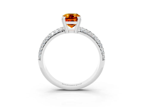 White gold Emerald Cut Cut Diamond Milgrain Marquise Band with Prong Setting_3