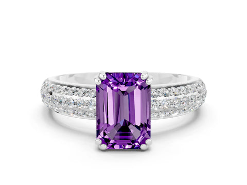 White gold Emerald Cut Cut Diamond Milgrain Marquise Band with Prong Setting