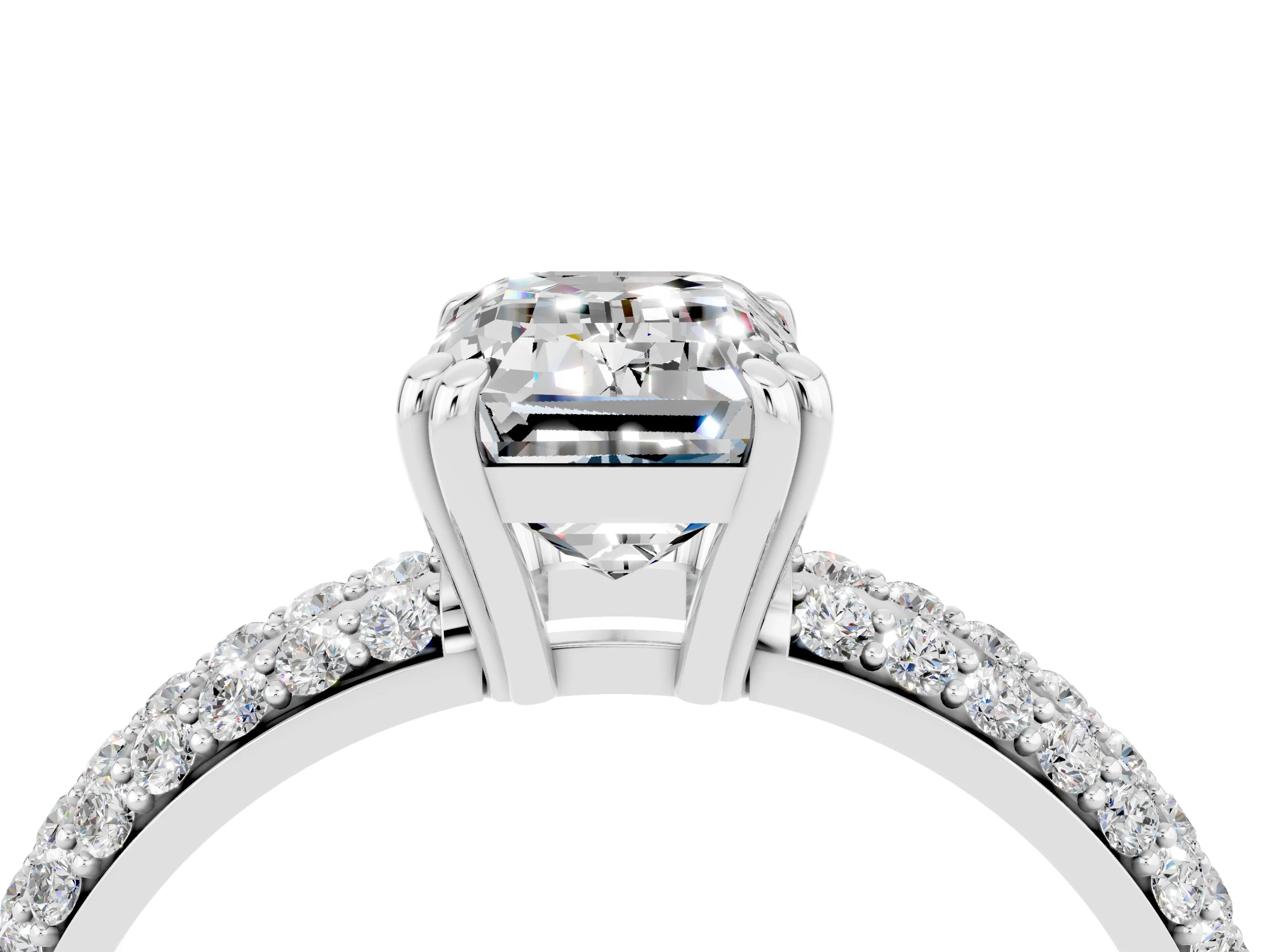 White gold Emerald Cut Cut Diamond Milgrain Marquise Band with Prong Setting_4