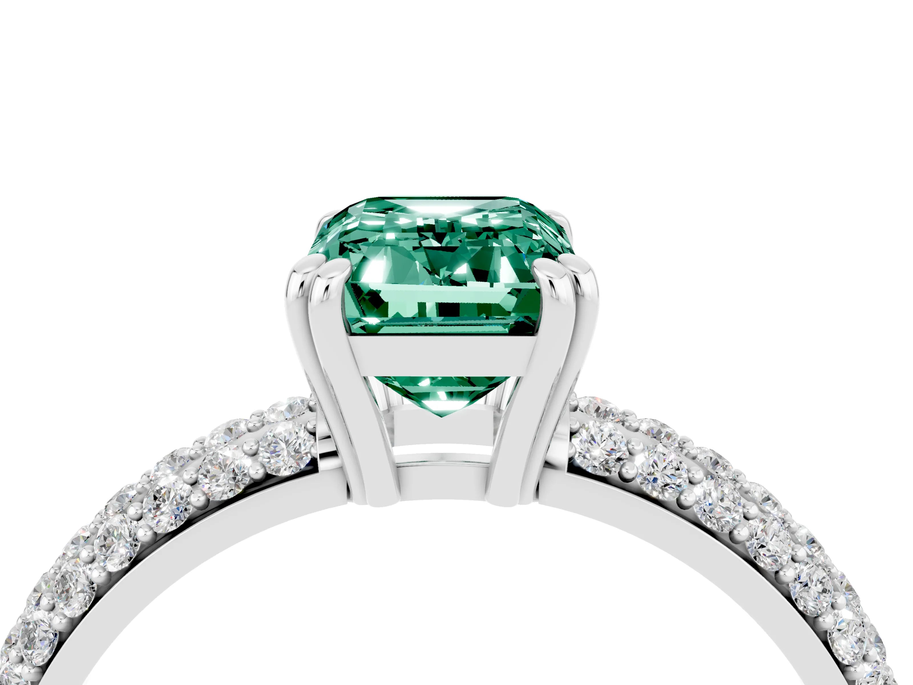 White gold Emerald Cut Cut Diamond Milgrain Marquise Band with Prong Setting_4