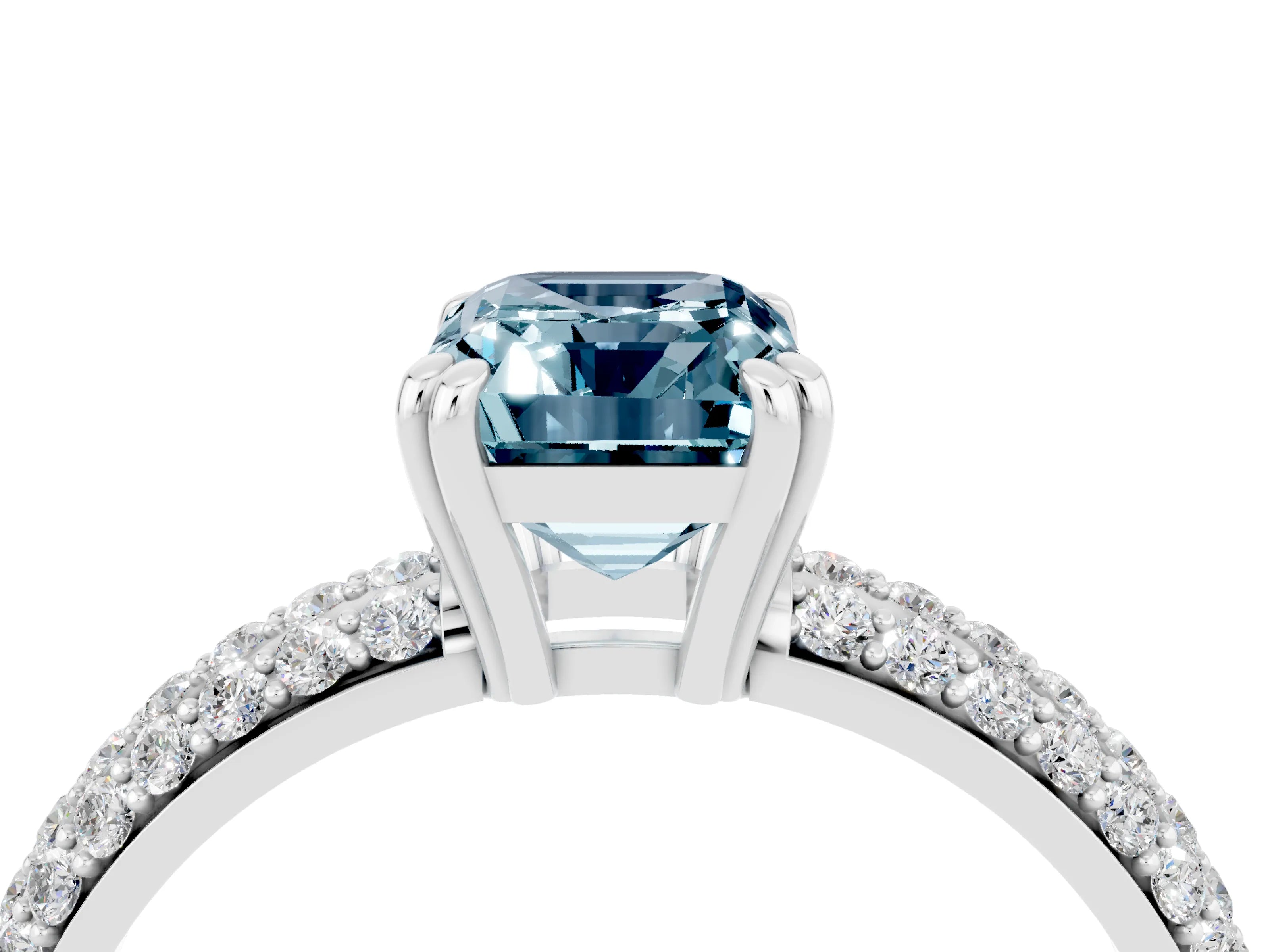 White gold Emerald Cut Cut Diamond Milgrain Marquise Band with Prong Setting_4