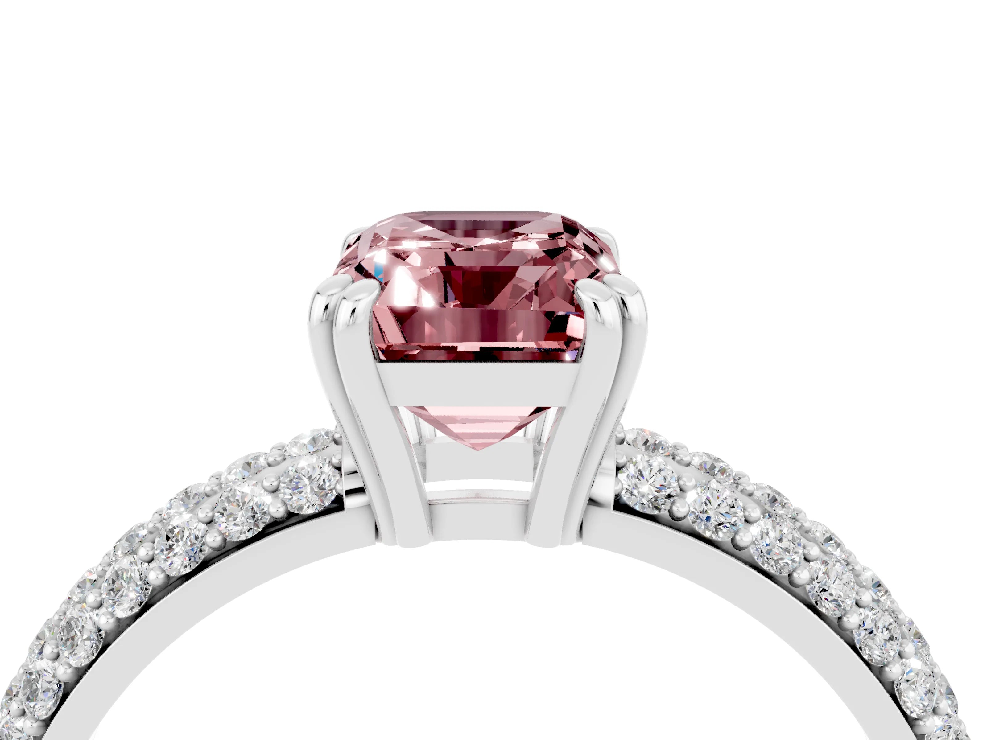 White gold Emerald Cut Cut Diamond Milgrain Marquise Band with Prong Setting_4