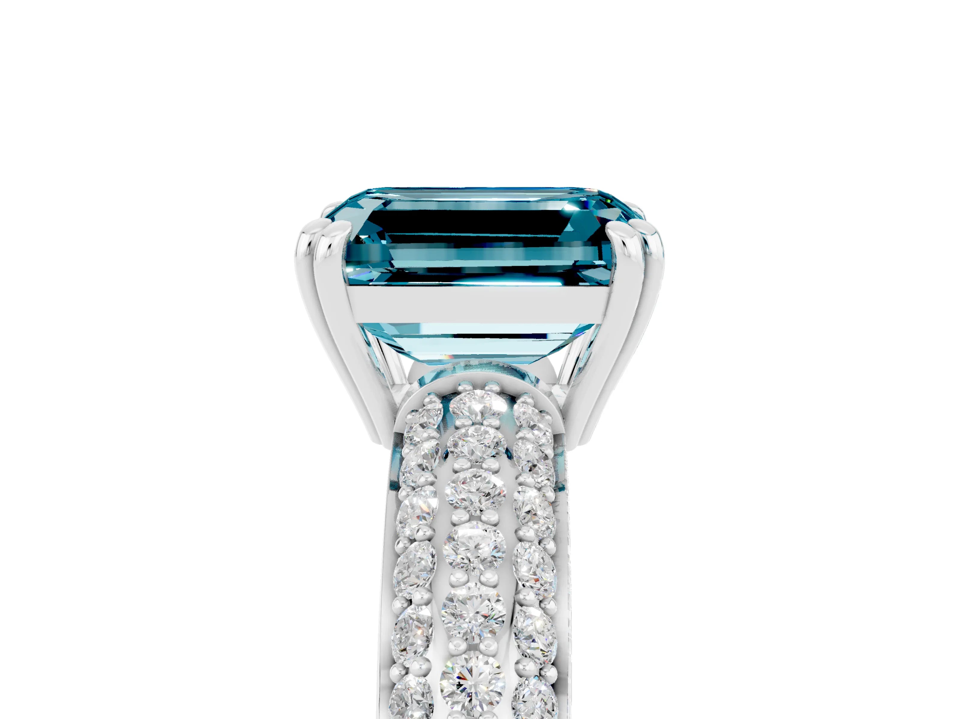 White gold Emerald Cut Cut Diamond Milgrain Marquise Band with Prong Setting_5
