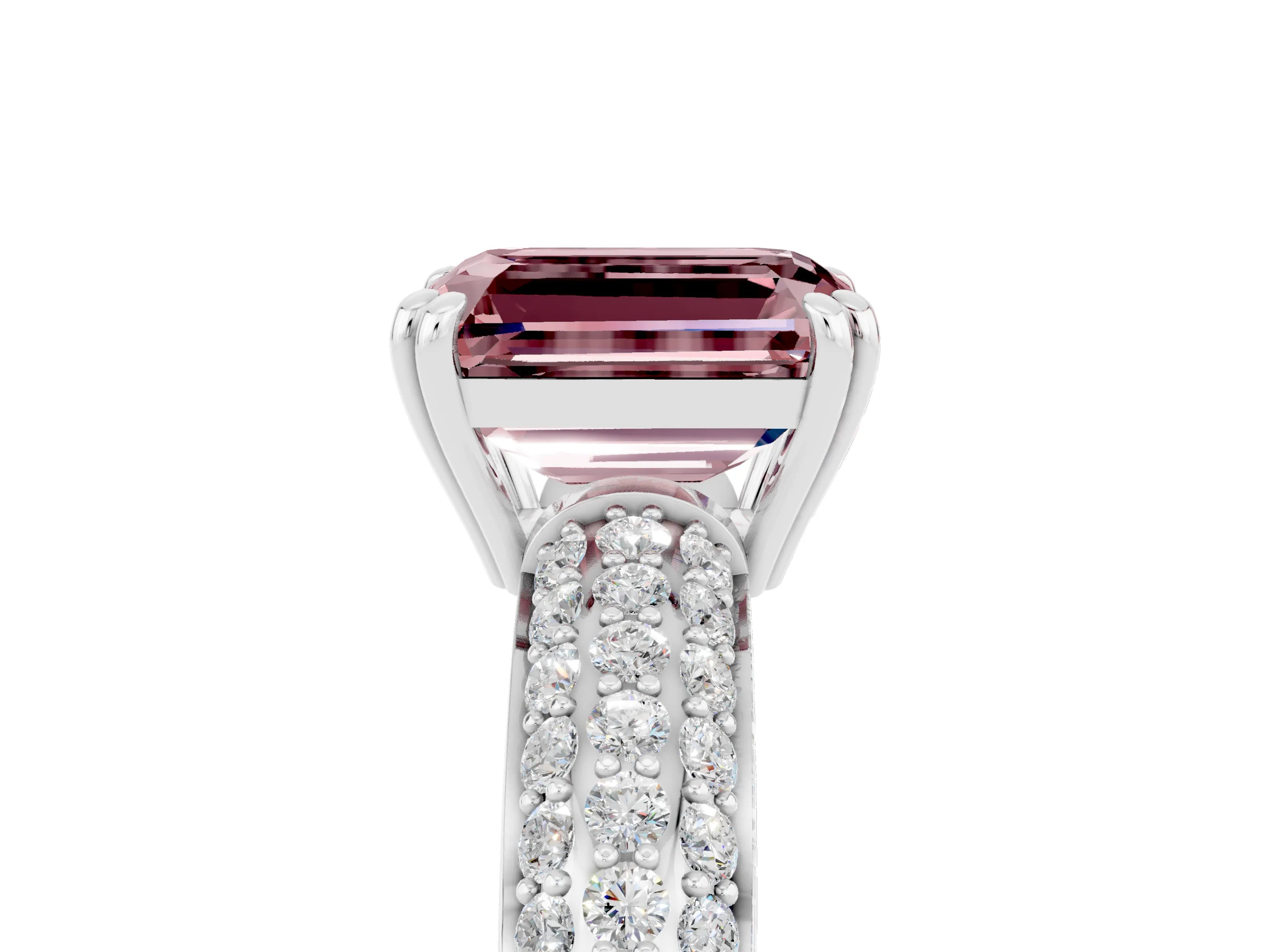 White gold Emerald Cut Cut Diamond Milgrain Marquise Band with Prong Setting_5