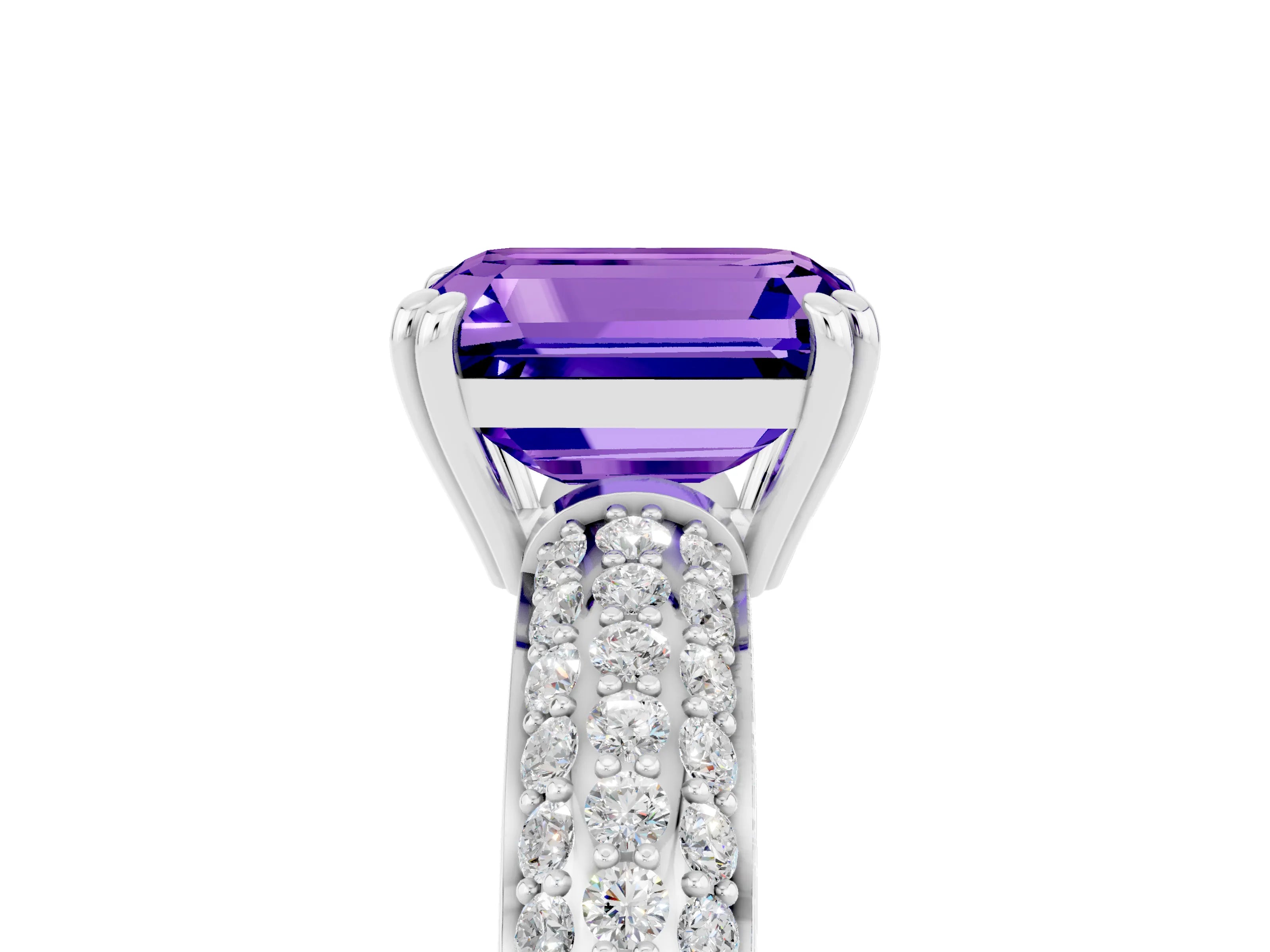 White gold Emerald Cut Cut Diamond Milgrain Marquise Band with Prong Setting_5