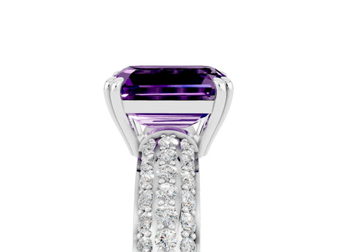 White gold Emerald Cut Cut Diamond Milgrain Marquise Band with Prong Setting_5