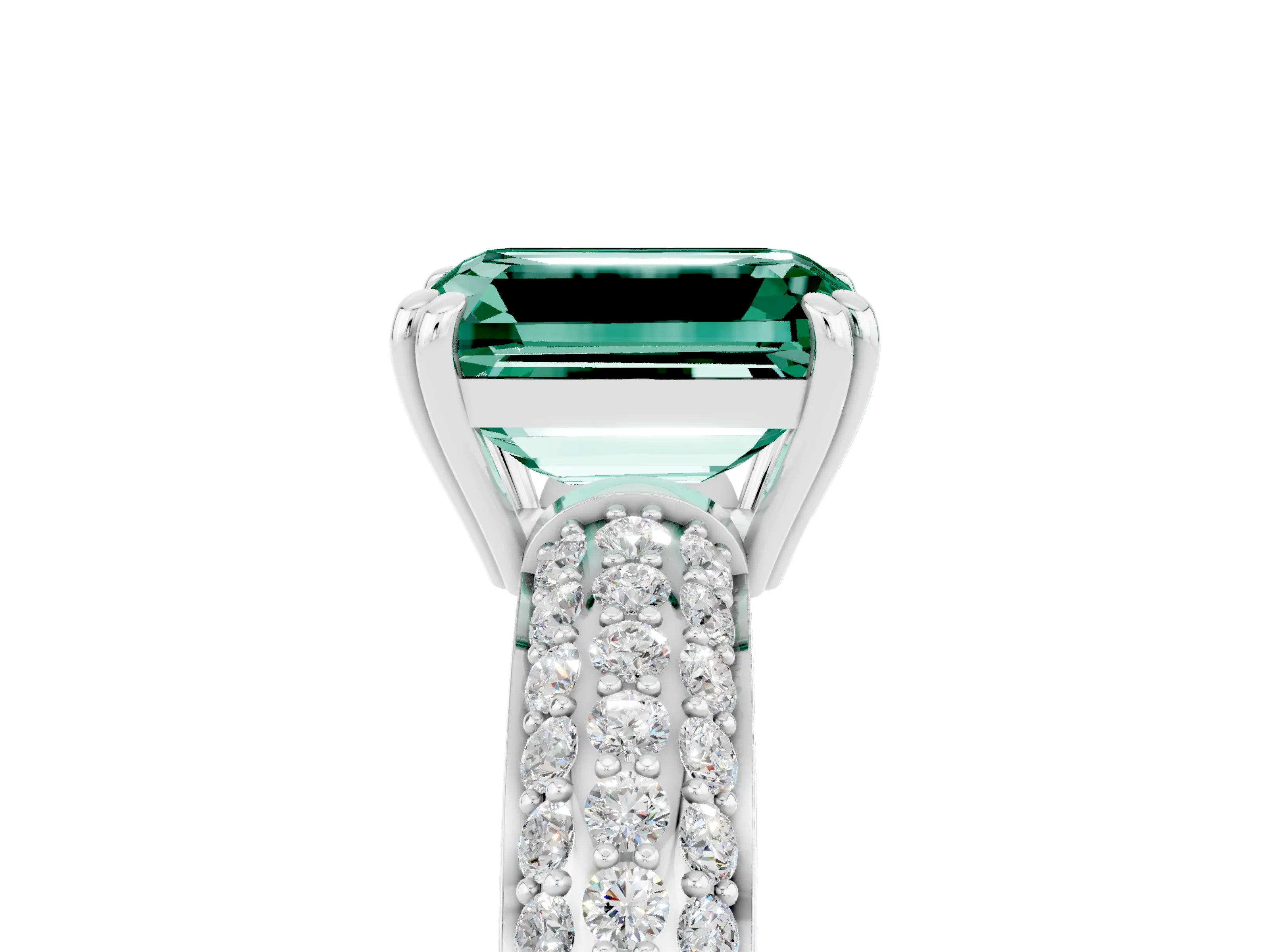 White gold Emerald Cut Cut Diamond Milgrain Marquise Band with Prong Setting_5