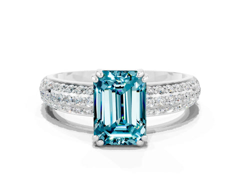White gold Emerald Cut Cut Diamond Milgrain Marquise Band with Prong Setting