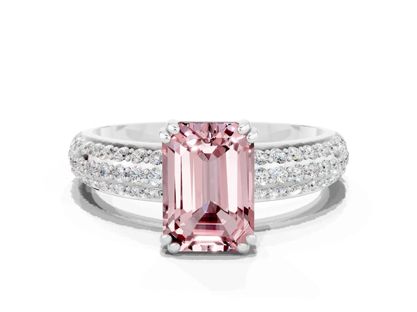 White gold Emerald Cut Cut Diamond Milgrain Marquise Band with Prong Setting