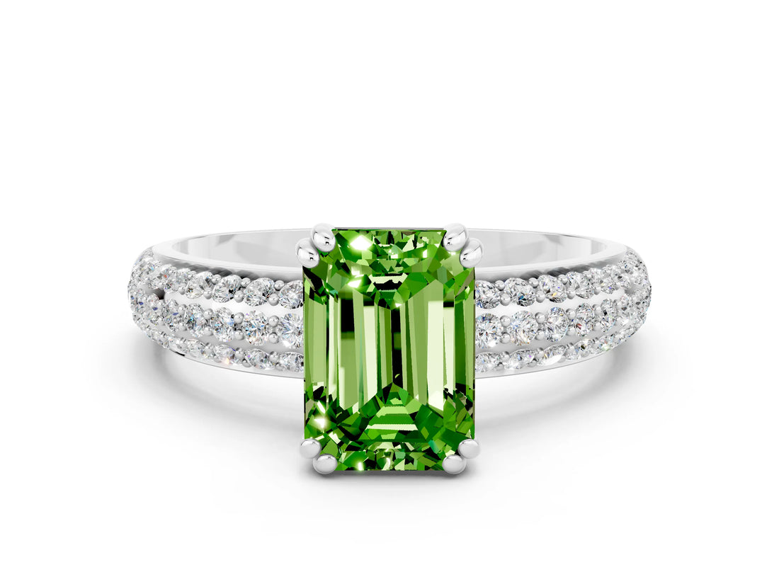 White gold Emerald Cut Cut Diamond Milgrain Marquise Band with Prong Setting