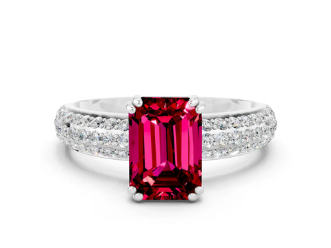 White gold Emerald Cut Cut Diamond Milgrain Marquise Band with Prong Setting