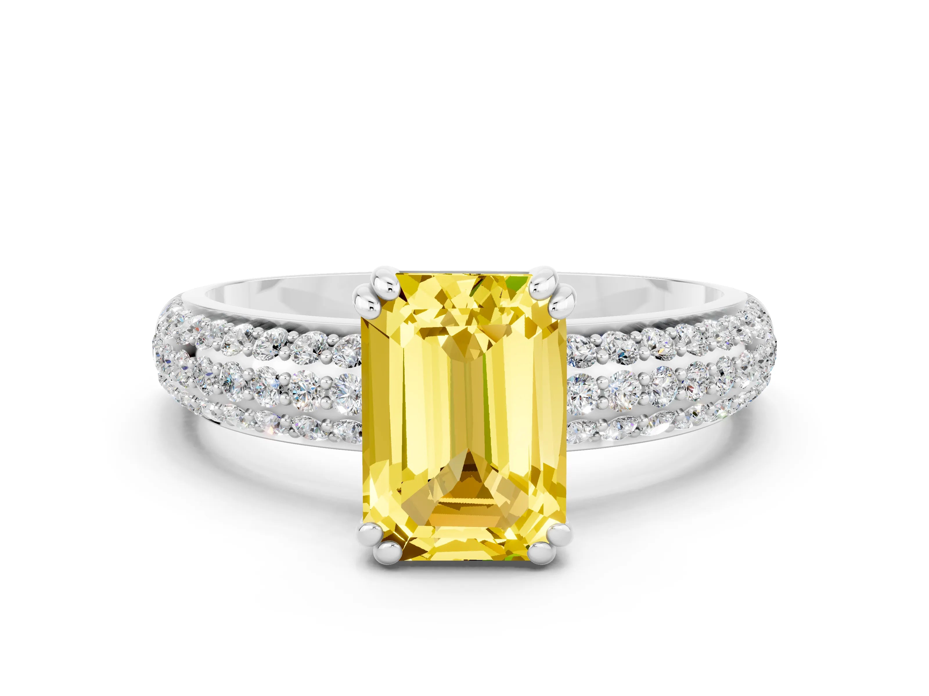 White gold Emerald Cut Cut Diamond Milgrain Marquise Band with Prong Setting