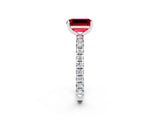 White gold Emerald Cut Cut Diamond Pavé Band with Four-Prong Setting_2