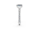 White gold Emerald Cut Cut Diamond Pavé Band with Four-Prong Setting_2