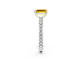White gold Emerald Cut Cut Diamond Pavé Band with Four-Prong Setting_2