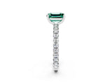White gold Emerald Cut Cut Diamond Pavé Band with Four-Prong Setting_2