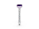 White gold Emerald Cut Cut Diamond Pavé Band with Four-Prong Setting_2