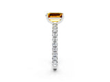 White gold Emerald Cut Cut Diamond Pavé Band with Four-Prong Setting_2