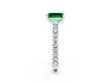 White gold Emerald Cut Cut Diamond Pavé Band with Four-Prong Setting_2