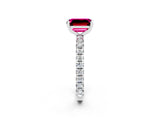 White gold Emerald Cut Cut Diamond Pavé Band with Four-Prong Setting_2
