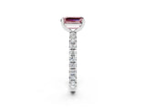 White gold Emerald Cut Cut Diamond Pavé Band with Four-Prong Setting_2