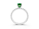 White gold Emerald Cut Cut Diamond Pavé Band with Four-Prong Setting_3