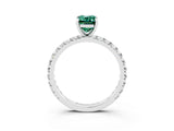 White gold Emerald Cut Cut Diamond Pavé Band with Four-Prong Setting_3