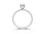 White gold Emerald Cut Cut Diamond Pavé Band with Four-Prong Setting_3