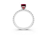 White gold Emerald Cut Cut Diamond Pavé Band with Four-Prong Setting_3
