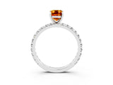 White gold Emerald Cut Cut Diamond Pavé Band with Four-Prong Setting_3