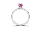 White gold Emerald Cut Cut Diamond Pavé Band with Four-Prong Setting_3