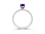 White gold Emerald Cut Cut Diamond Pavé Band with Four-Prong Setting_3
