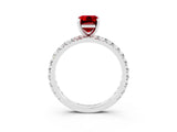 White gold Emerald Cut Cut Diamond Pavé Band with Four-Prong Setting_3