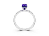 White gold Emerald Cut Cut Diamond Pavé Band with Four-Prong Setting_3