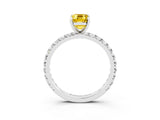 White gold Emerald Cut Cut Diamond Pavé Band with Four-Prong Setting_3